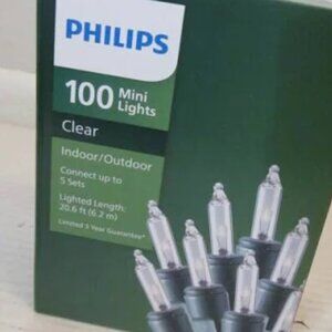 Philips 100 Mini Clear Lights String Indoor Outdoor 20 Feet Christmas Holiday
